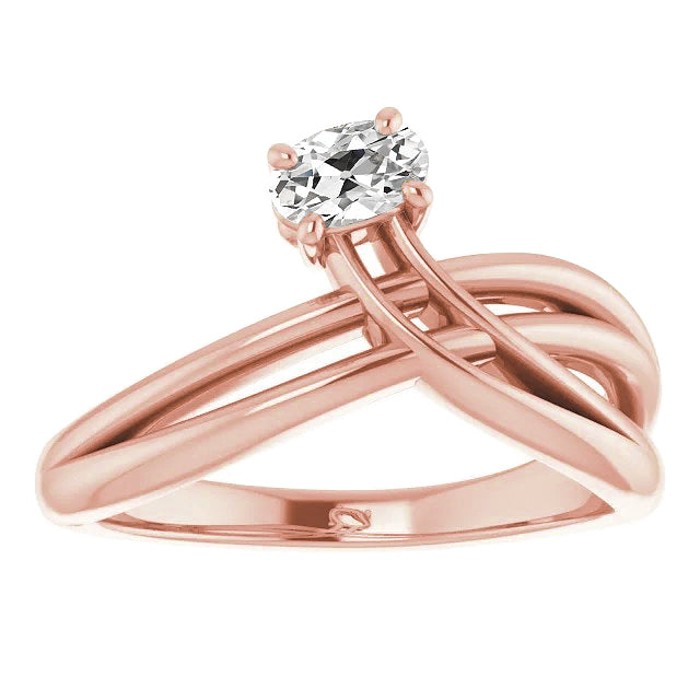 Gold Oval Solitaire Ring Old European Style Ring