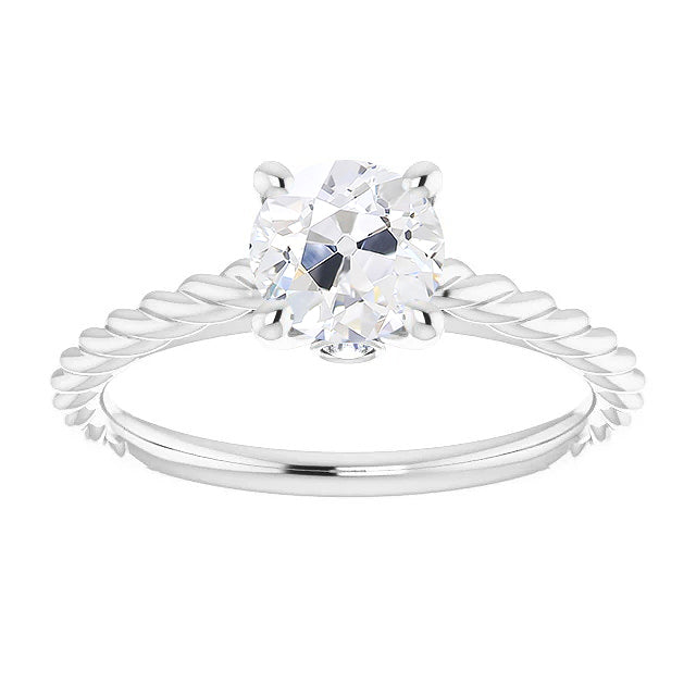 Gold Round Old Miner Diamond Ring Prong