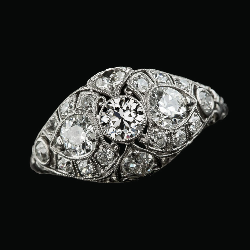 14K Gold Round Old Miner Diamond Ring