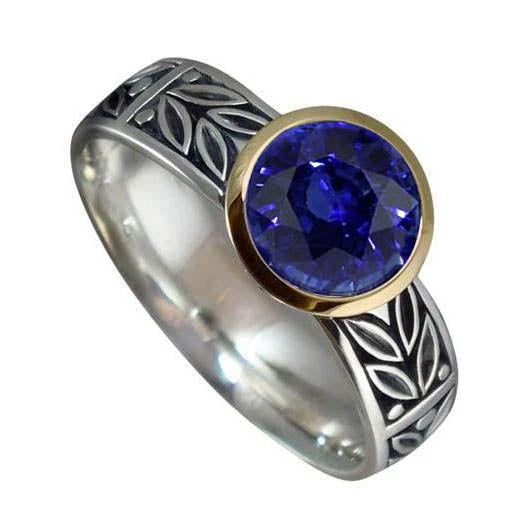 Women Jewelry Solitaire Ring Round Tanzanite AAA Antique Style Jewelry