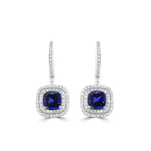 Lady Dangle Earrings 4 Ct Tanzanite With Natural Earth Mined Diamonds
