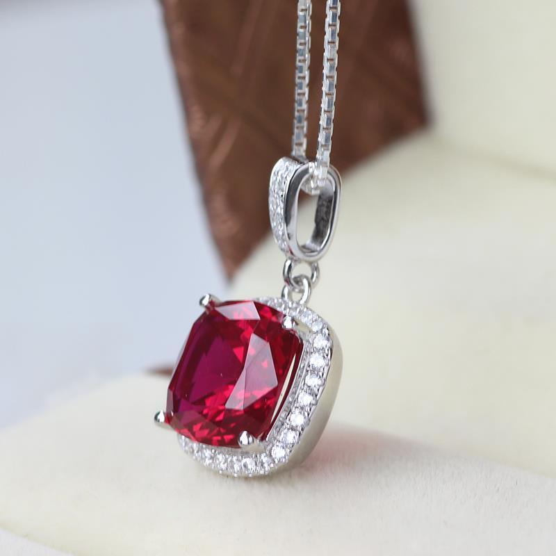 14K Gold White Red Aaa Ruby With Diamonds 8.25 Ct Pendant Necklace Gemstone Pendant