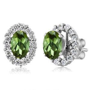 Female new Anniversar White Gold Lady Stud Earrings 10 Carats Tourmaline And Diamond