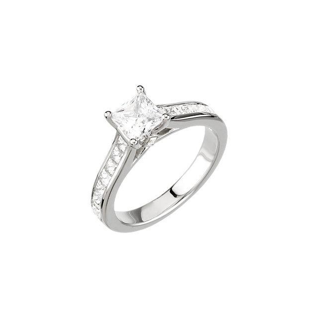 New Style Half Bazel Unique Lady’s Solitaire Ring with Accents White Gold Diamond
