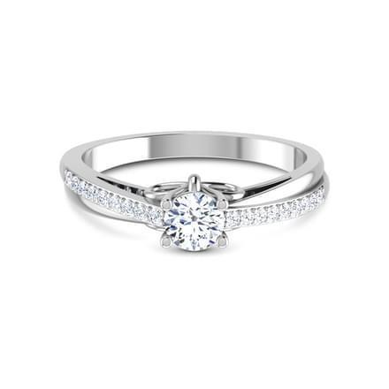 Split Shank Lady’s Solitaire Ring with Accents White Gold Diamond