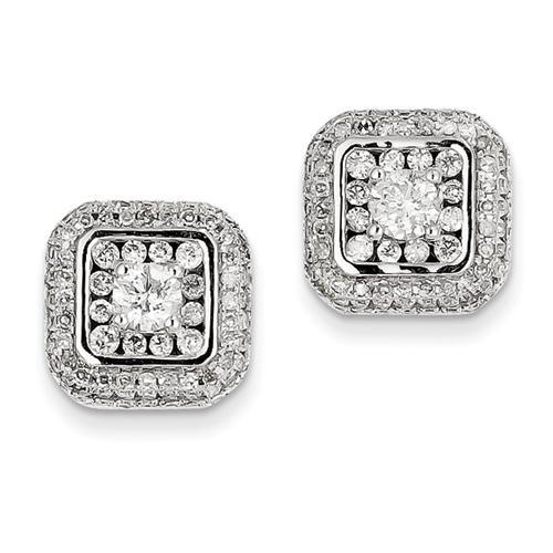 14K White Gold Diamond Post Earrings Earrings