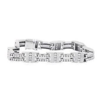 14K White Gold Gents Diamond Bracelet 6.50 Carats Fine Jewelry Mens Bracelet