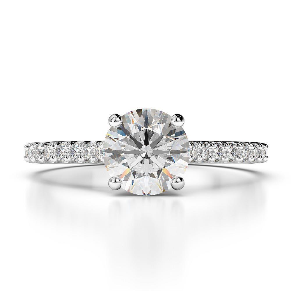 White Gold Prong Diamonds Engagement Solitaire Ring With Accents New Solitaire