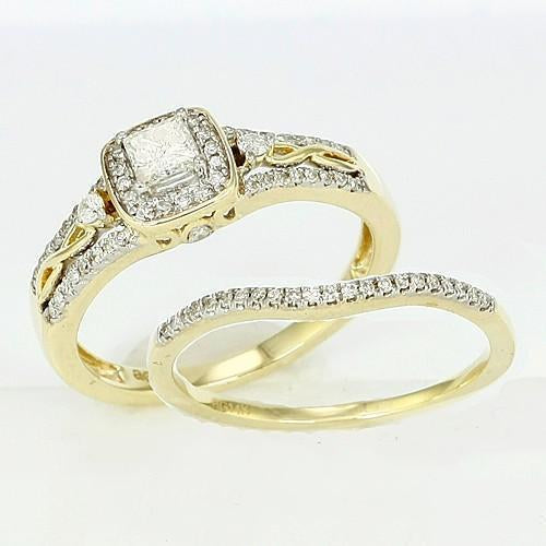 14K Yellow Gold 2 Ct Diamond Bridal Set Ring Jewelry New Ring