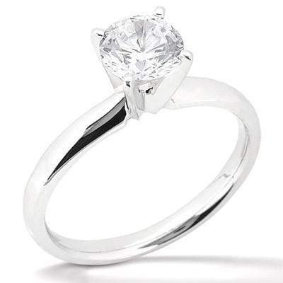 Woman's White Gold Birthday Anniversary Solitaire Diamond Ring