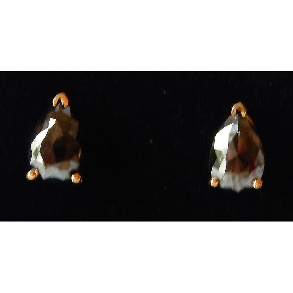 Stud Earrings Pear Black Diamonds Black Nice Yellow Gold Finish