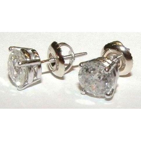 1.5 Ct E Vvs1 Round Natural Diamond Studs 14K White Gold Earring Post Stud Earrings