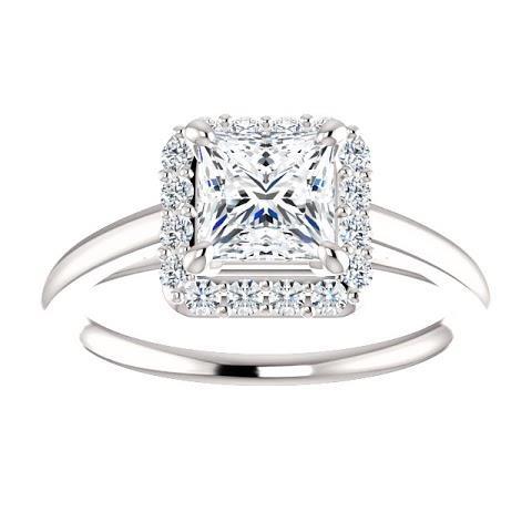 1.5 Ct Halo Princess Round Diamond Wedding Men Women Ring Band Halo Ring