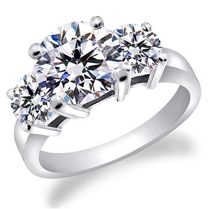 1.5 Ct Prong Set Round Cut Diamond Three Stone Ring White Gold 14K Three Stone Ring