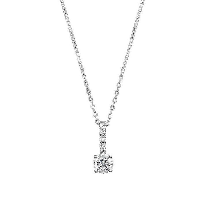1.5 Ct Prong Set Round Diamond Necklace Pendant 14K White Gold Pendant