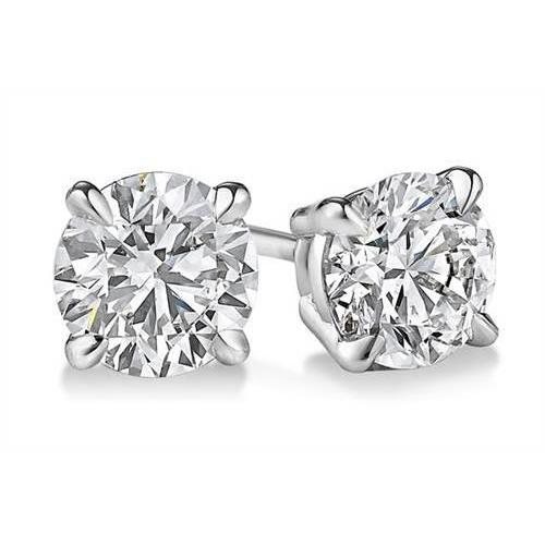 1.5 Ct. Prong Set Round Diamond Stud Earring Solid White Gold 14K Stud Earrings