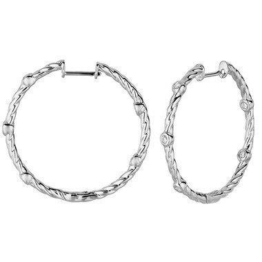 Natural Brilliant Round Cut Diamond Lady Hoop Earrings