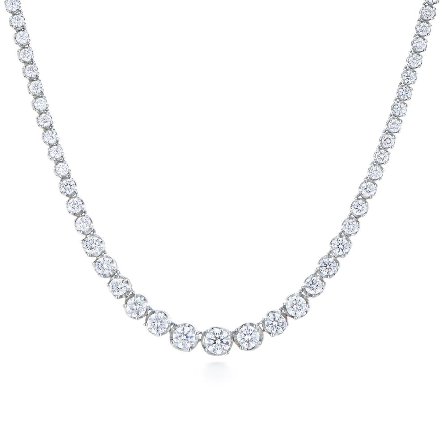 15 Ct Round Cut Sparkling Diamonds Ladies Necklace 14K White Gold Necklace