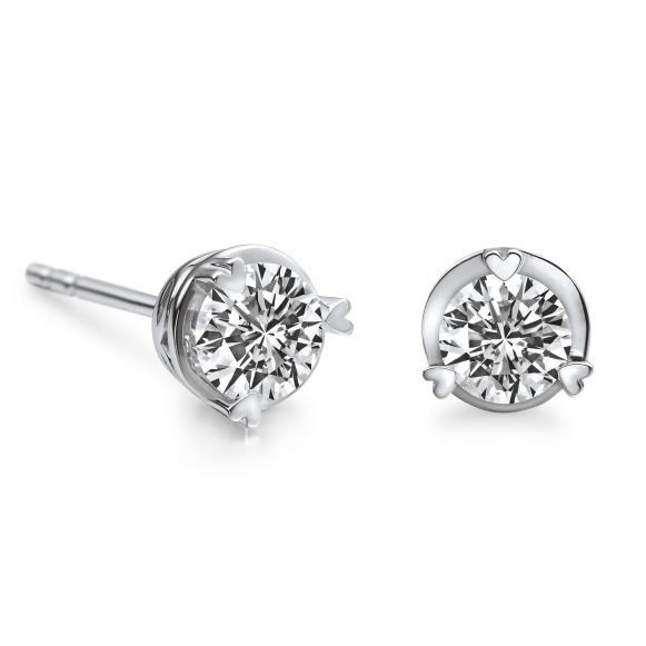 Round Diamond Fine Lady’s Brilliant Engagement White Gold Diamond Stud Earrings