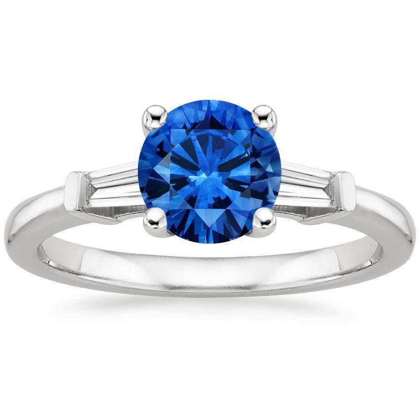 New High Quality Sri Lanka Sapphire And Baguette Diamond Ring Gemstone Ring
