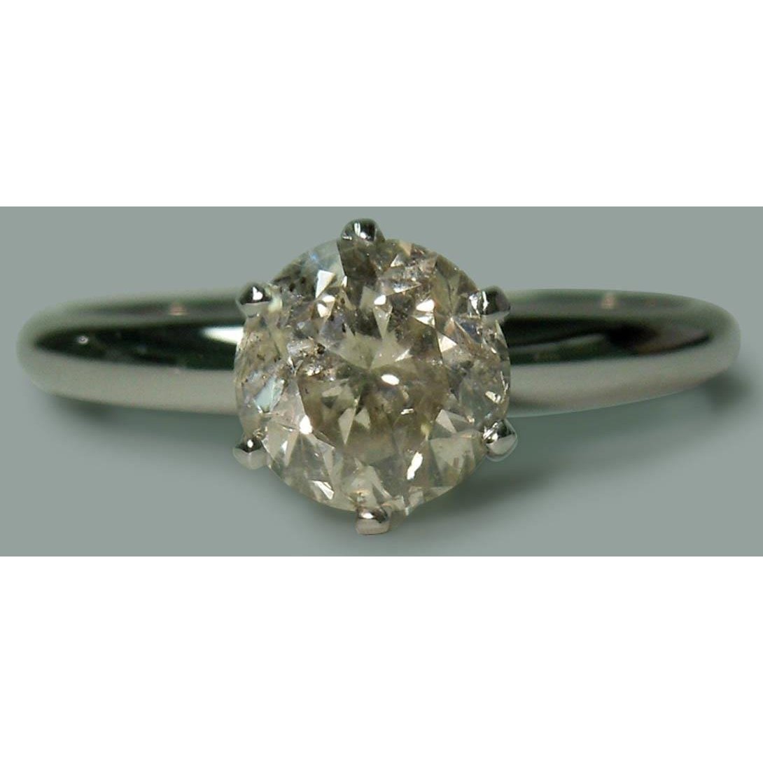 Gorgeous Silver Color Unique Solitaire White Gold Diamond Anniversary Ring