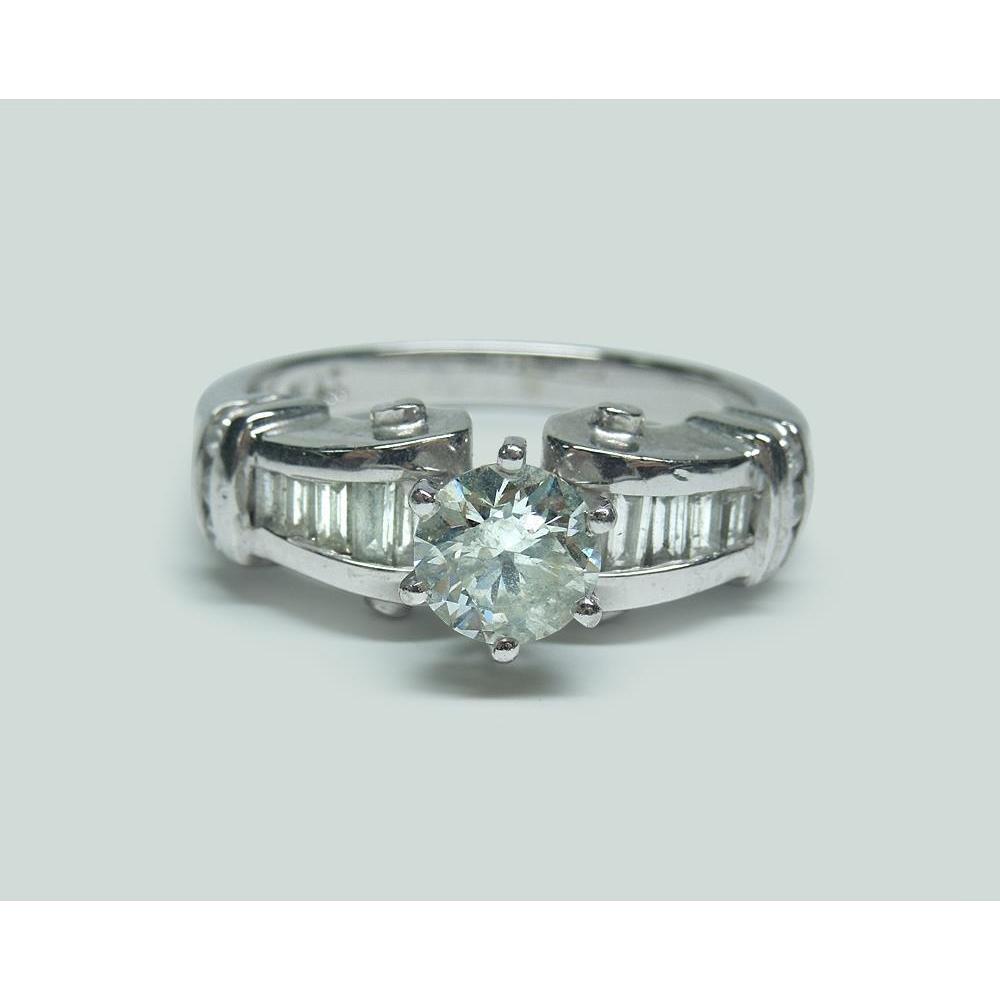 Three Stone Baguette Diamond Engagement Ring –