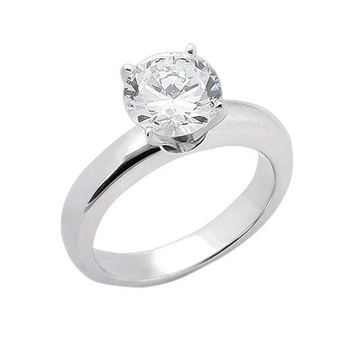 Diamond Engagement Ring Solid White Gold Solitaire Ring