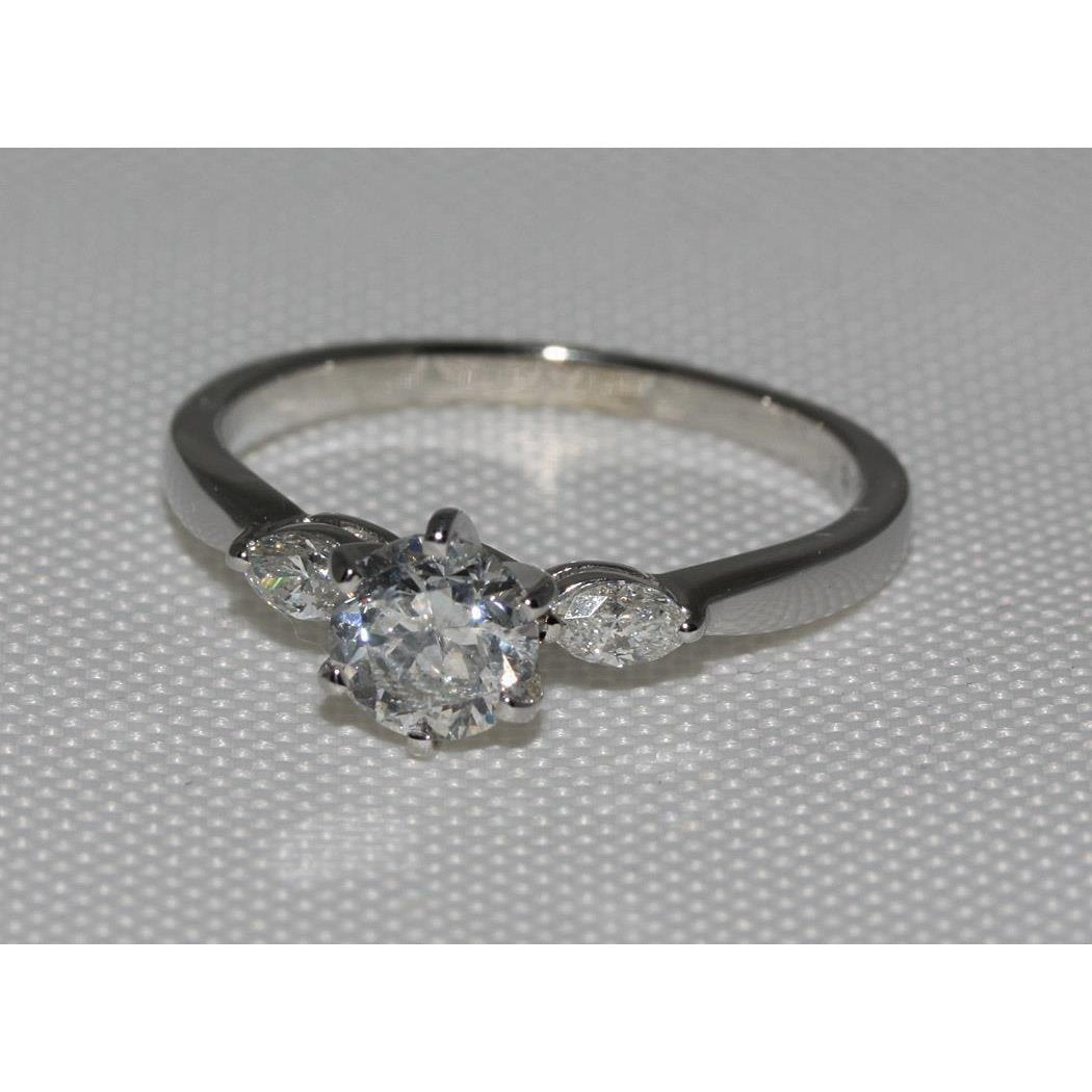 1.55 Carat Diamonds 3 Stone Engagement Ring Gold White Three Stone Ring