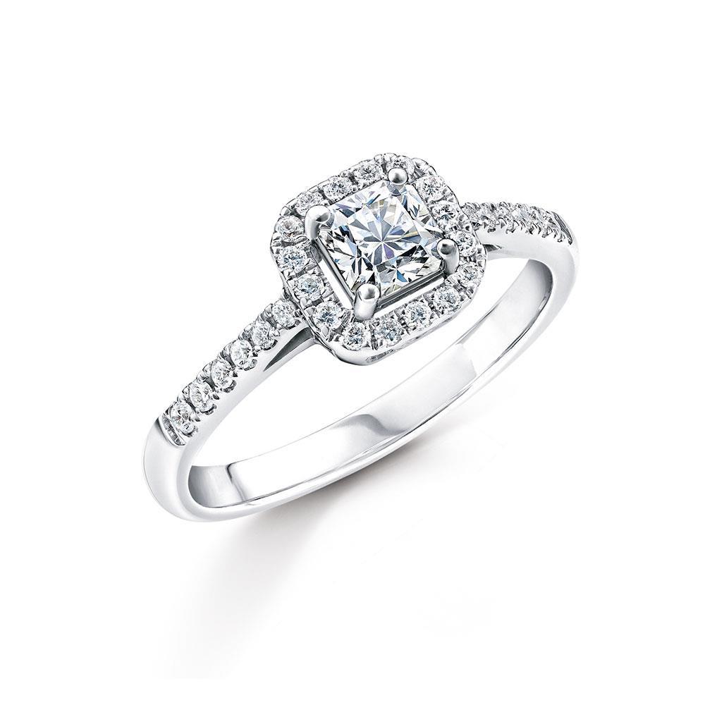 1.58 Carats Prong Set Diamonds Anniversary Ring Halo White Gold 14K Halo Ring