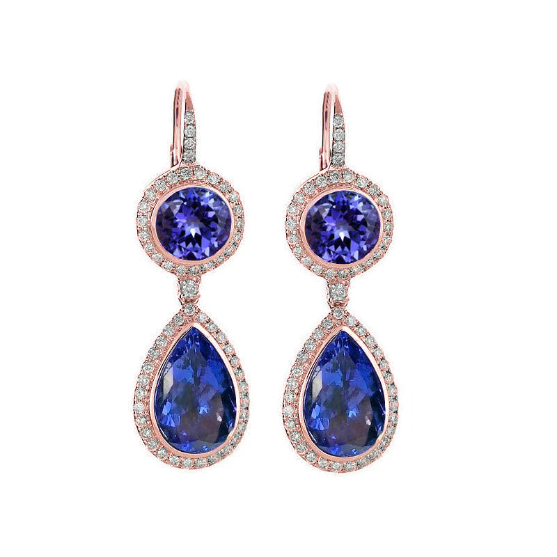 Products Best LAdis Tanzanite Dangle Earrings With White Gold