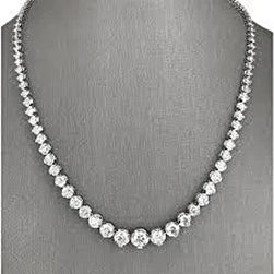 15 Ct Prong Set Round Cut Natural Diamond Riviera Necklace 14K White Gold