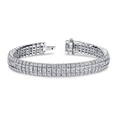 15 Ct Princess And Round Cut Lab Grown Diamonds Exquisite Classic Bracelet