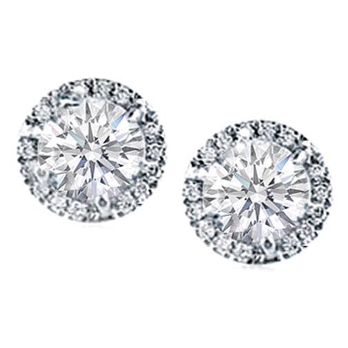 Prong Set Round Halo Diamond Stud Earrings