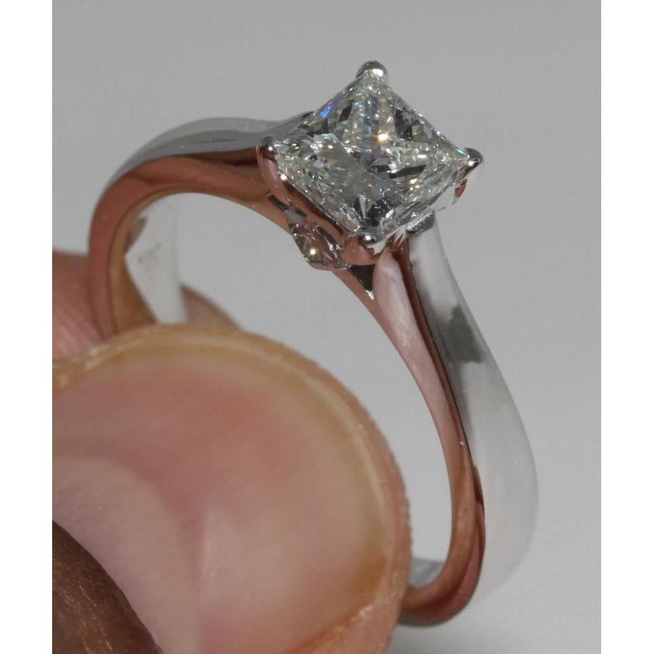 1.60 Carat Princess Cut Diamonds Engagement Ring Gold Solitaire Ring
