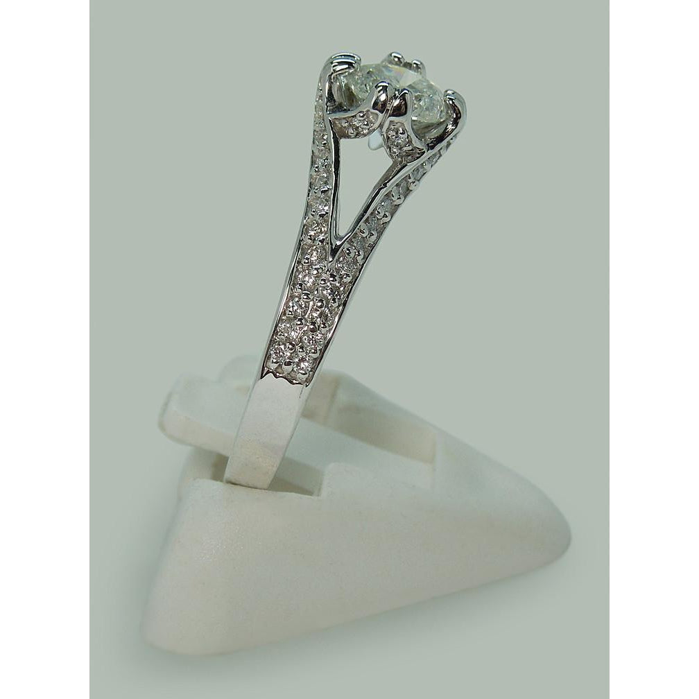 Fancy Princess Cut Vintage Style White Gold Diamond Solitaire Ring Accents