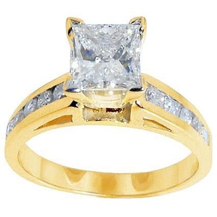 YEllow Gorgeous fancy ringh White Gold Sloitaire ring with Accents