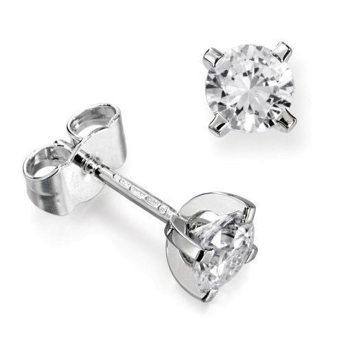 New Sparkling Round Cut Diamond Stud Earring White Gold