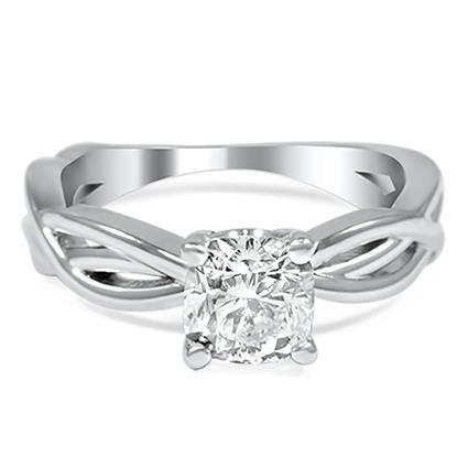 Prong Setting Princess Cut Sparkling Vintage Style White Gold Diamond Solitaire Ring