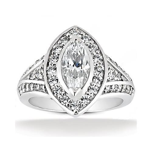1.76 Ct Marquise Cut Diamond Halo Wedding Ring Halo Ring