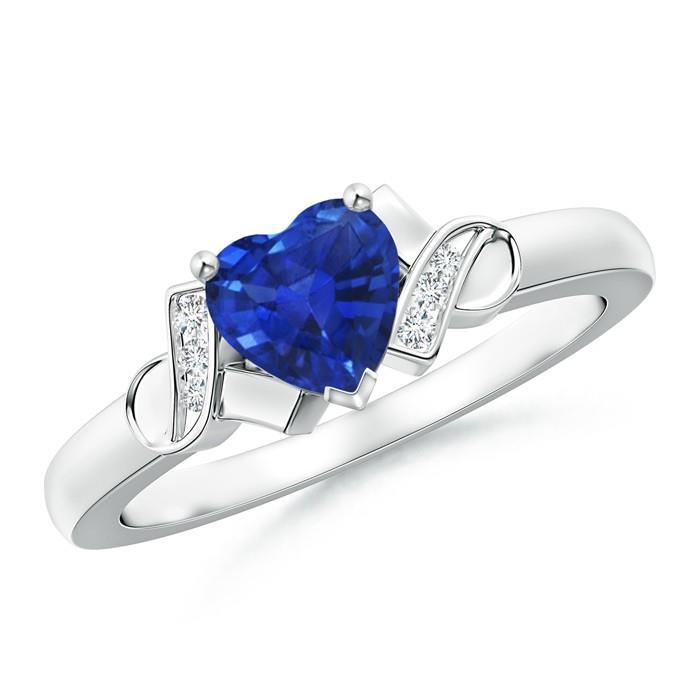 Heart Sapphire And Diamonds Wedding White Gold Gemstone Ring