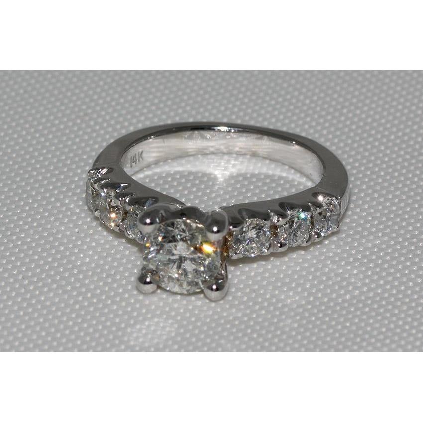 Carat Diamonds Engagement White Gold Solitaire Ring with Accents