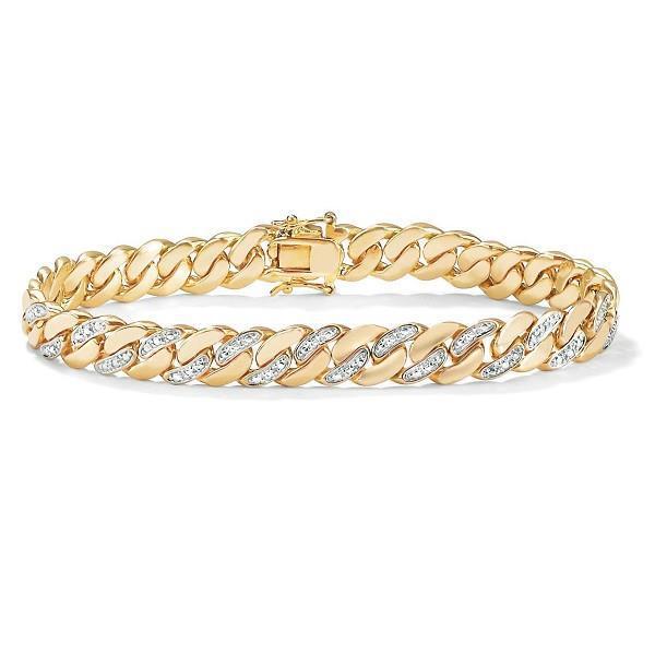 1.85 Carats 14K Yellow Gold Round Diamond Men Bracelet Mens Bracelet