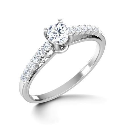Brilliant Sparkling Solitaire Ring with Accents White Gold Diamond