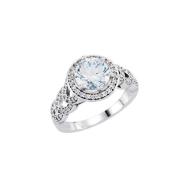 1.86 Ct. Round Diamonds Solitaire With Accents Ring Halo Halo Ring