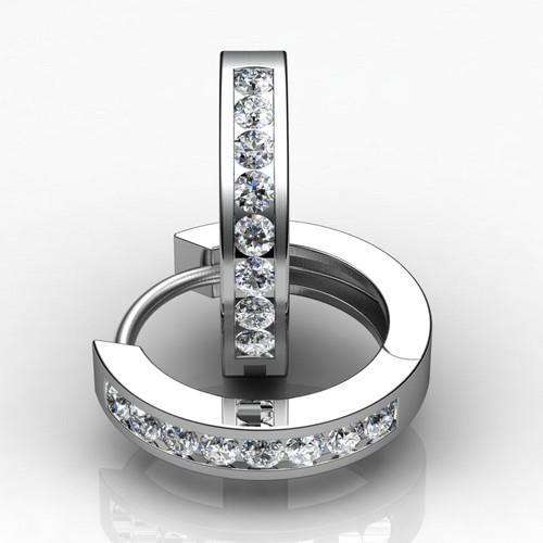 Natural Brilliant Round Channel Set Diamond Hoop Earring Hoop Earrings
