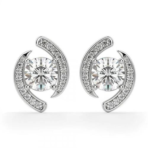 1.9 Ct Round Cut Diamond Women Stud Earring 14K White Gold Stud Earrings