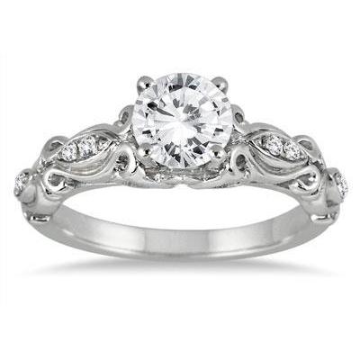 1.90 Carats Round Cut Diamonds Antique Style Ring White Gold 14K Engagement Ring