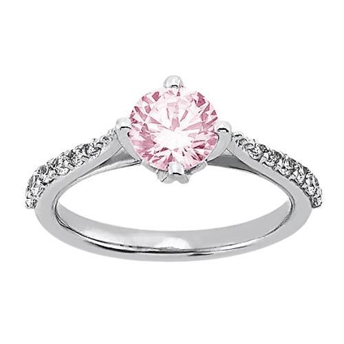 Brilliant Sparkling Round Pink White Diamonds Wedding Gemstone Ring