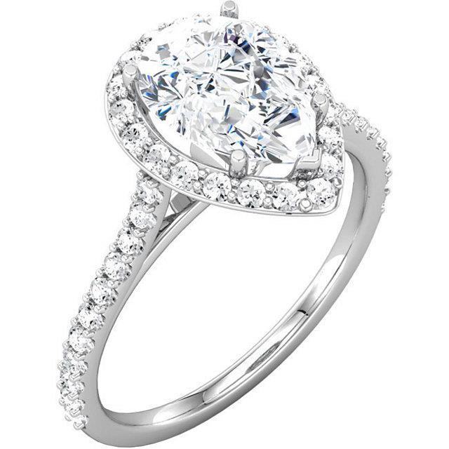 1.95 Carat Pear Center Diamond Wedding Anniversary Halo Ring Halo Ring