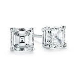 1 Carat Asscher Cut Real Natural Earth Mined Diamond Stud Earring White Gold 14K